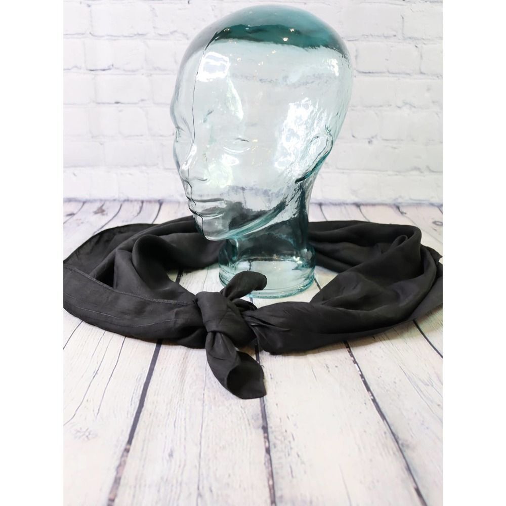 Vintage Jet Black Scarf Headscarf